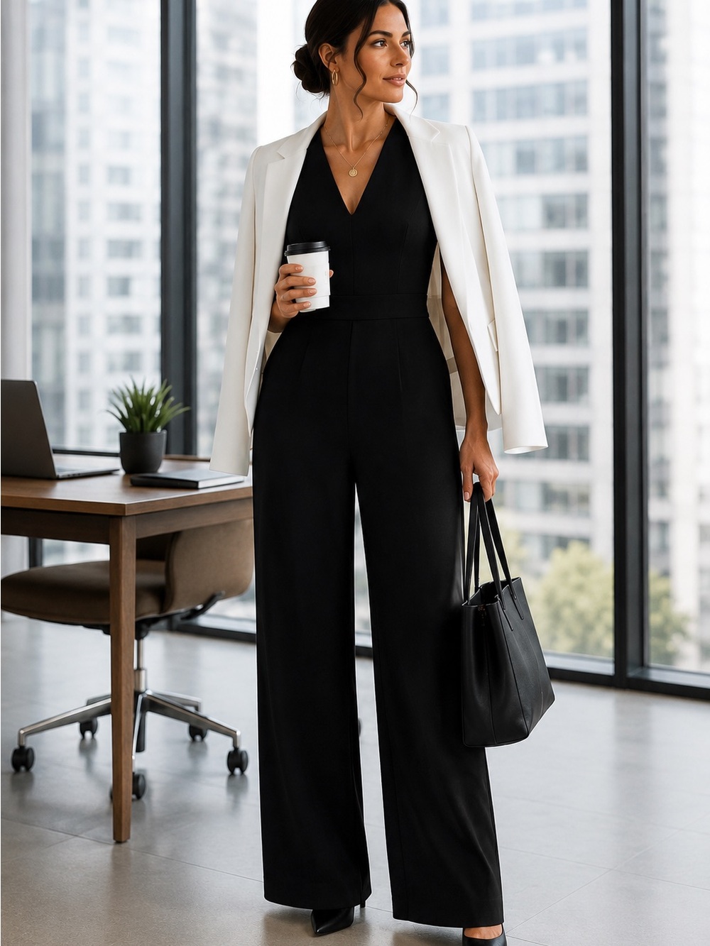 NWT SPANX The Perfect Jumpsuit Black Petite 20383Q - Picture 2 of 12